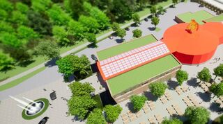 Weitläufiges Freigelände samt Biergarten und großzügigem Eingangsbereich: Nach und nach soll im Taylorpark an der B 38 die „Palazzo-Erlebniswelt“ Gestalt annehmen.