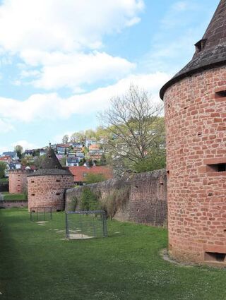 Turmreich: die festungsmäßig ausgebaute Stadtmauer der Westseite.