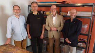 Sie stellen das Projekt für gehörlose Ukrainer auf die Beine: Peter Runck (v. l.), Alex Falmann, Ingo Münster und Hagen Funk.