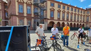 Das Ziel der Fahrraddemo war der Ehrenhof in Mannheim.