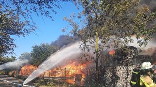 Die Feuerwehr versucht die Flammen einzudämmen.