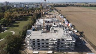 In der Adolf-Diesterweg-Straße am Ortsrand von Oggersheim entstehen im Auftrag der GAG 84 Wohnungen.