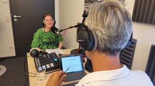 Nora Antonic und "MM"-Kulturchef Stefan Dettlinger bei der Podcast-Aufnahme.