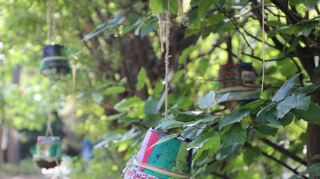 Die Kinder der Wilhelm-Busch-Schule pflanzten nicht nur kräftig, sondern bauten auch mit einfachen Mitteln dekorative Insektenhotels.
