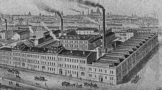 Zeichnung der ehemaligen Fabrik in der Mannheimer Neckarstadt um 1892 – vor dem Umzug auf den Waldhof im Jahre 1897.