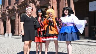 Michelle Wiechmann (v.l.), Tanya Heppel, Bianca Wahl und Jessica Drews bei der Animagic 2022 im Rosengarten Mannheim.