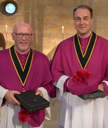 Die beiden neuen Domkapitulare Generalvikar Markus Magin (v.l.) und Offizial Dr. Georg Müller.