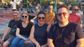 Freuen sich auf den Film: Felix Faulhaber (v.l.) und seine Freundin Marilena Kranz, Patricia Scherer und ihr Verlobter Florian Streit.