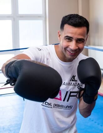 Der Ludwigshafener Boxer Ahmad Ali bereitet sich im Frankenthaler Tonus Gym auf seinen Europameisterschaftskampf am Samstag vor.