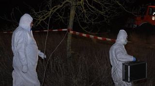 Mitarbeiter der Spurensicherung untersuchen am 19. März 2019 den Tatort im Bereich des Ludwigshafener Willersinnweihers.