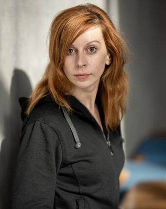 Die ukrainische Dramatikerin Lena Lagushonkova in Stuttgart.