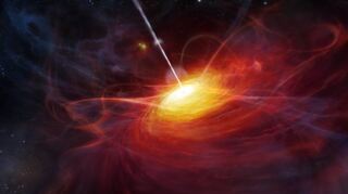 Künstlerische Darstellung eines Quasars.