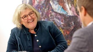 Die badische Landesbischöfin Heike Springhart beim Redaktionsbesuch in Mannheim.