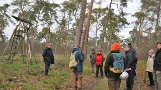 Die Schutzgemeinschaft Käfertaler Wald hatte zum Spaziergang eingeladen und erhielt Unterstützung von BUND und Greenpeace, zahlreiche Interessierte machten sich ein Bild vom Zustand des Waldes.