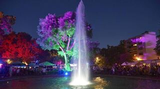 Stimmungsvoll illuminiert ist der Stadtpark zum Park- und Lichterfest, bei dem die Musikschule aufspielt.