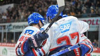 Jubel bei den Adlern nach dem Tor zum 2:1.