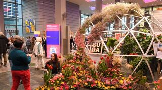 Ein „Vision Dome“ genannter Pavillon stimmte im Rosengarten-Foyer auf die Blumenschauen während der Bundesgartenschau ein.