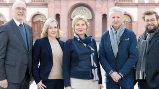 Wollen Wissenschaft und Mannheimer Gesellschaft näher zusammenbringen: Universitätsrektor Thomas Puhl (v.l.), Julia Derkau (Universität), Hochschulrektorin Astrid Hedtke Becker, Mathias Hafner (Hochschule) und Hiram Kümper (Universität).