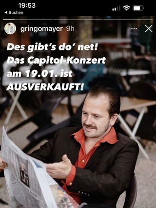 Als ob er’s gerade im „Mannheimer Morgen“ gelesen hätte: Gringo Mayer freut sich über die Ausverkauft-Meldung für sein Konzert am 19. Januar im Capitol.