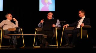 Beim Podcast-Festival in Mannheim: ARD-Experte Holger Schmidt, der ehemalige Bundesrichter Thomas Fischer und Rechtsanwalt Manfred Zipper (v.l.).