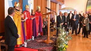Sie bringen den Segen für das neue Jahr: Sternsinger beim Neujahrsempfang des Katholischen Dekanats, den Schüler des Ursulinen-Gymnasiums musikalisch umrahmten.
