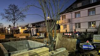 Das Kellergeschoss des Pumpwerks in der Platanenstraße in Neu-Edingen ist bereits eingebaut.