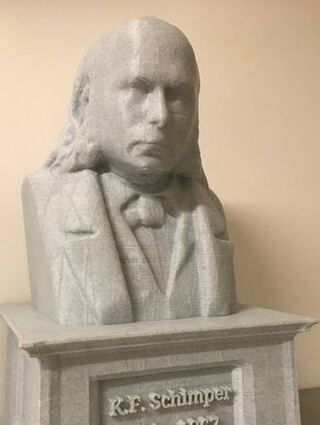 3D-Druck der Büste des Naturforschers Karl Friedrich Schimper.