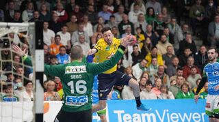 Patrick Groetzki von den Rhein-Neckar Löwen im Spiel gegen Göppingen.