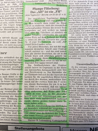 Ein „MM“-Leserbrief vom 6.5.1983 geht auf die Fälschung ein.