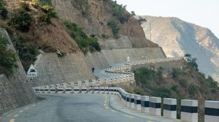 The Banepa Bardibas Highway or BP Highway in the Himalaya foothills of Nepal.