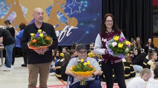 Die drei scheidenden Macher der Bürstadt Redskins (v.l.) Harry Frommeld, Niko Thiel und Anna Messina übergeben nach fünf Jahren das Ruder.