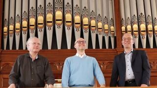 Von Anfang an bei allen Orgelspaziergängen dabei: Christoph Keggenhoff (v. l.), Markus Eichenlaub und Robert Sattelberger beim Finale des Orgelspaziergangs im Jahr 2018 in der Kirche St. German.