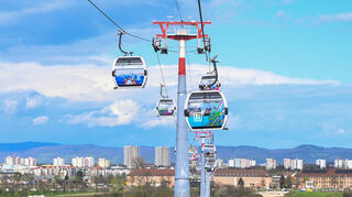 Bei Gewitter fährt sie nicht: die Buga-Seilbahn.