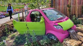 Auf Spinelli wurde aus einem Auto Kunst - ein echter Hingucker. Mit dem eigenen Auto kommen hingegen nur knapp 33 Prozent der Gäste zur Bundesgartenschau.
