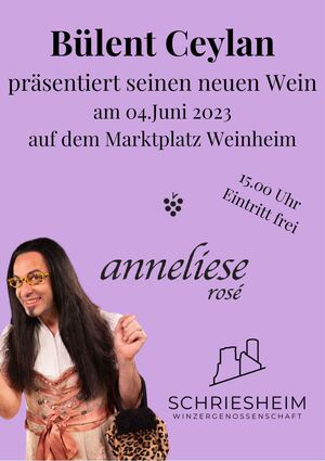Das Plakat zur Wein-Präsentation in Weinheim.
