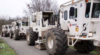 Diese Vibrotrucks waren im Januar und Februar auf der Suche nach Tiefenthermalwasser südlich von Mannheim in der Region unterwegs.