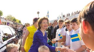 Herzliche Begrüßung mit schwedischen Fahnen am Neckarlauer in Heidelberg: Königin Silvia hat am Samstag eine Neckarfahrt genossen.