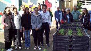 In Hochbeeten haben die Schülerinnen der Gemüseklasse Möhren, Erdbeeren und Kräuter angepflanzt.
