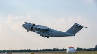 Der A400M des Taktischen Luftwaffengeschwader 62 Wunstorf startet im Rahmen der Luftwaffenübung "Air Defender 2023".