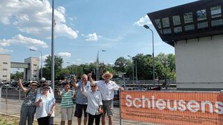 Das Team der „Radknoten-AG“ informierte mit einem Stand über seine Visionen an der Feudenheimer Schleuse.