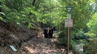 Die Feuerwehr bei der Rettung des verunglückten Bergsteigers in Schriesheim.