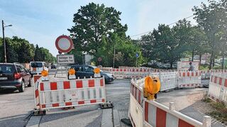 Wasserwerkstraße, Ecke Robert-Funari-Straße: im neuen Stadtteil Franklin ist die Verkehrsführung noch nicht optimal geregelt.
