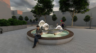 Der Knödelbrunnen wird künftig im Bürgerhof stehen.