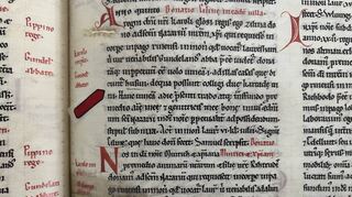 Die erste urkundliche Erwähnung von Neckarhausen (roter Pfeil auf Husen) im Lorscher Codex liegt 1250 Jahre zurück.