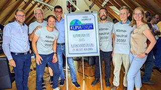 Erfolgreicher Start des neuen Klimaforums: Bürgermeister Florian König (v.l.), Dietz Wacker, Filip Neuwirth, Endrik Ebel, Klimainitiativen-Sprecher Sebastian Maaß, Rolf Stahl und Mitmoderatorin Gabriele Schweickardt.