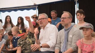 Peter Kurz (l.) und Dirk Grunert beim Kindergipfel auf der Buga.