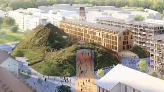 So soll es im Herzen des neuen Stadtteils Franklin spätestens Anfang 2026 aussehen: die von Stararchitekt Winy Maas konzipierte „Grüne Mitte“.