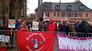 Erhält im November den Ludwig-Wagner-Preis: Inge Heimer bei einer Demonstration im Einsatz mit den „Omas gegen Rechts“.