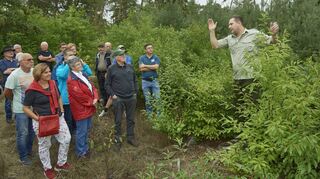 Der Jäger Dennis Nawar (r.) referiert vor Stadtverordneten über Wildverbiss und den Schutz von Flora und Fauna.