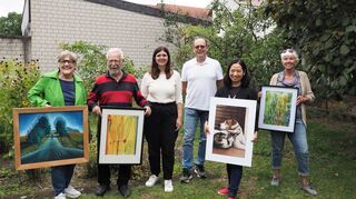 Freuen sich auf die Besucher: Jurate Batura Lemke (v l.), Jürgen Richter, Birgit Schmidt und Güther Baus von der Lebenshilfe, Echo Kern und Ilse Stenzel..